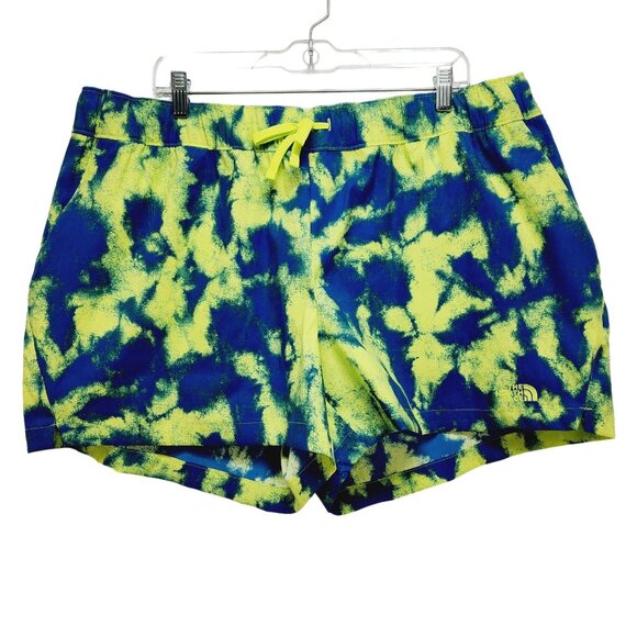 The North Face Running Shorts Women's Size XXL Regular Tie-Dye Blue/Yellow NEW - Picture 2 of 11